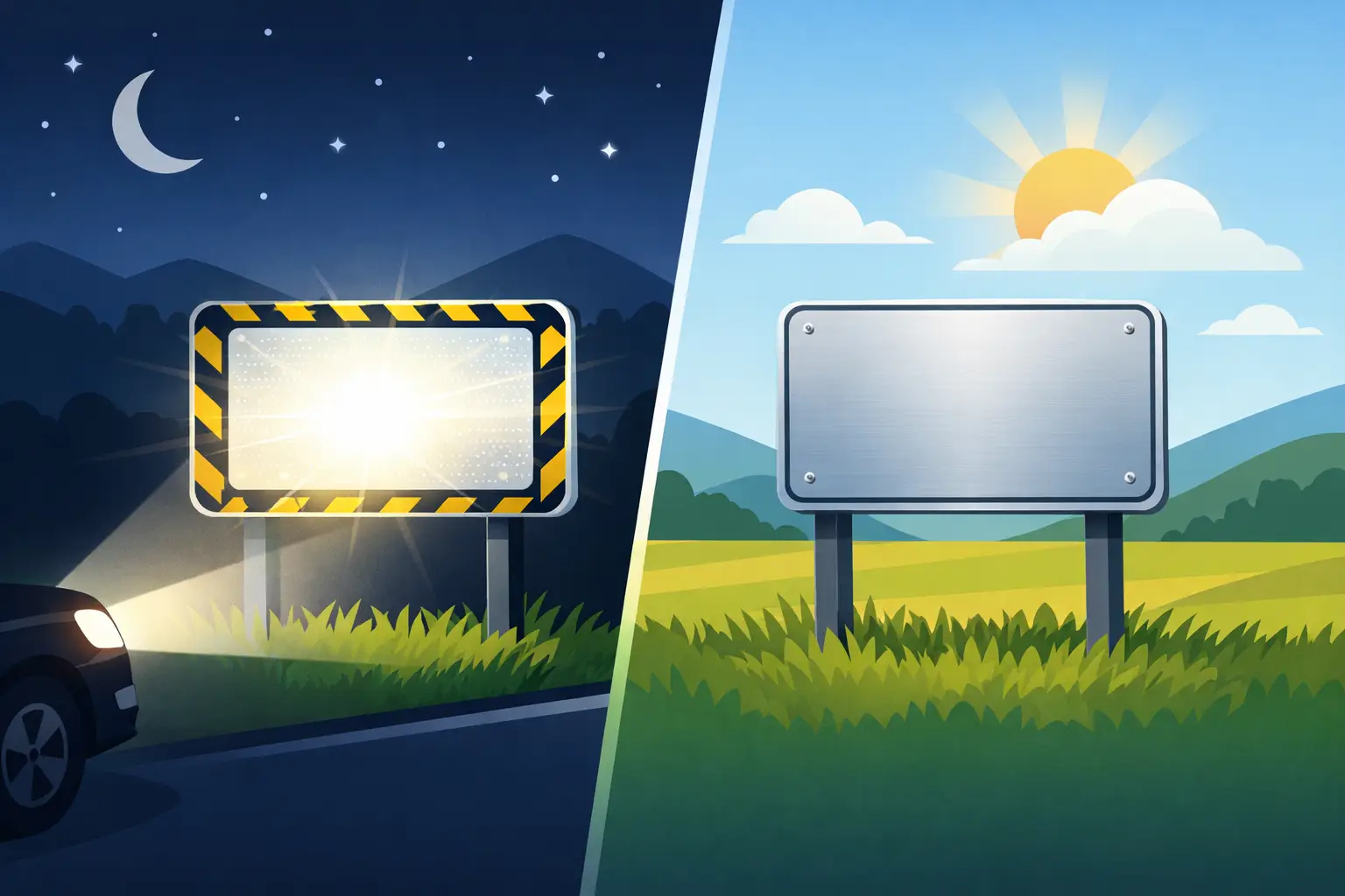 Reflective Signs vs Aluminum Signs