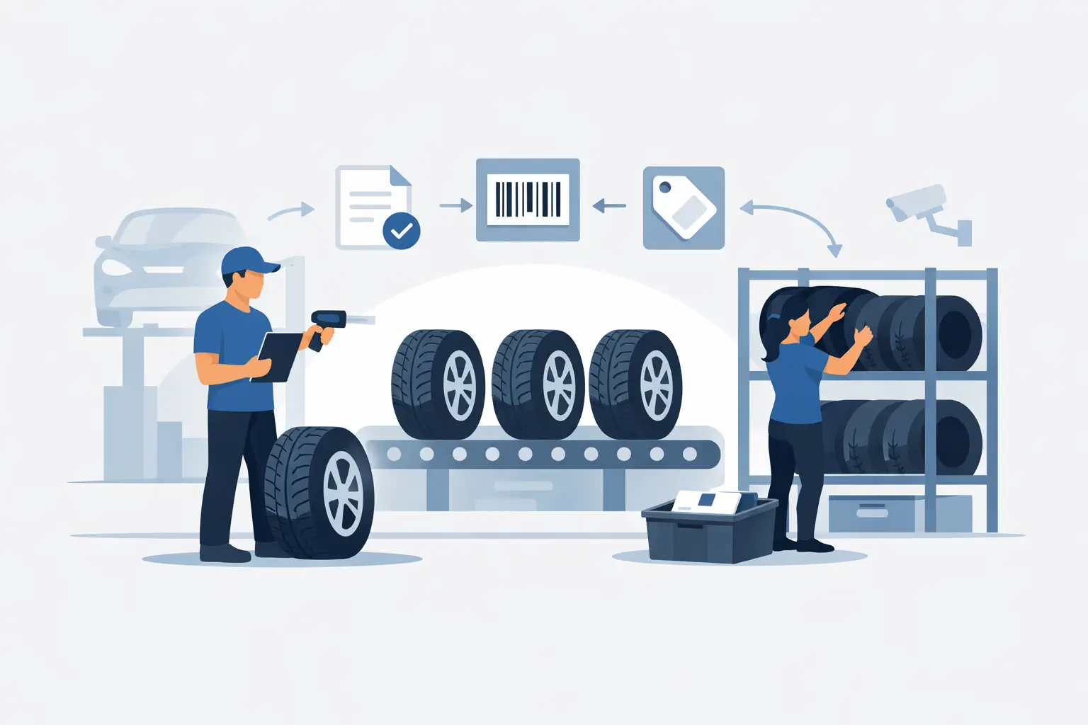 Tire Storage Label Workflow Example for Shops